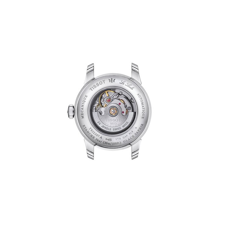 Tissot horloge met een kast in rosé goud op staal, met een wijzerplaat in het zilver met briljant en een diameter van 29 mm