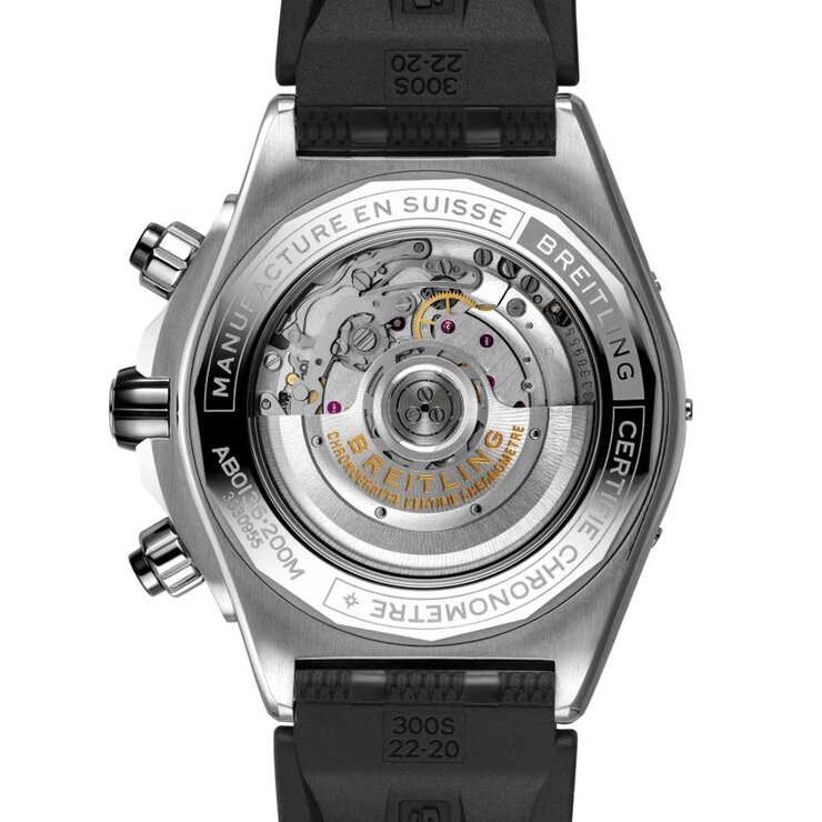 Breitling horloge met een kast in staal, met een wijzerplaat in het grijs en een diameter van 44 mm