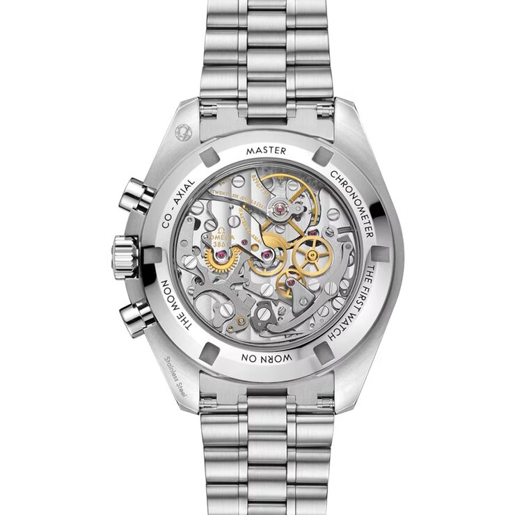 Omega horloge met een kast in keramiek op staal, met een wijzerplaat in het zwart en een diameter van 42 mm