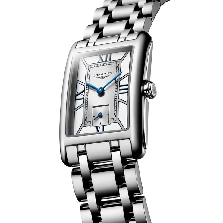 Longines horloge met een kast in staal, met een wijzerplaat in het wit en een diameter van 23.3 x 37 mm