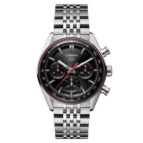 TAG Heuer horloge met een kast in staal, met een wijzerplaat in het zwart en een diameter van 41 mm