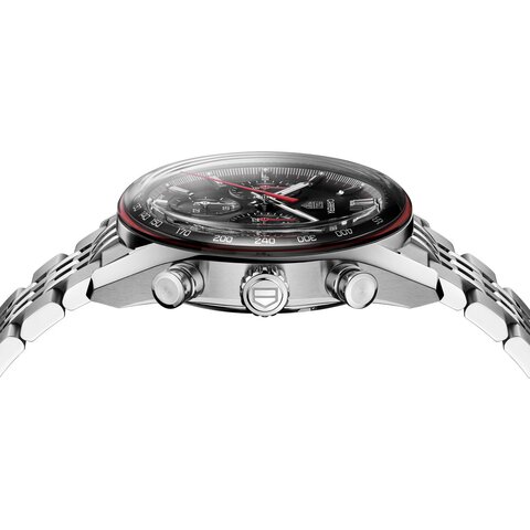 TAG Heuer horloge met een kast in staal, met een wijzerplaat in het zwart en een diameter van 41 mm