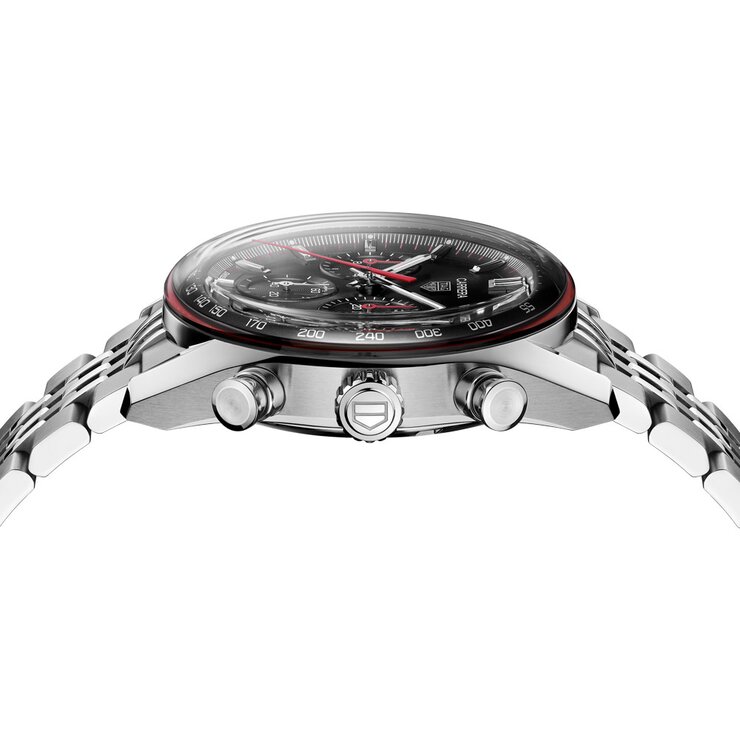 TAG Heuer horloge met een kast in staal, met een wijzerplaat in het zwart en een diameter van 41 mm