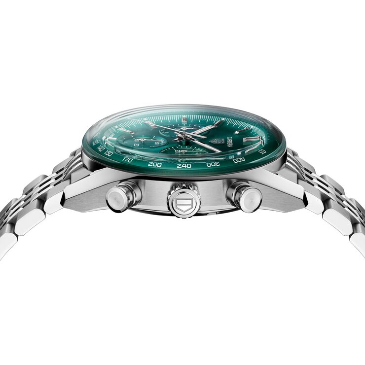 TAG Heuer horloge met een kast in staal, met een wijzerplaat in het groen en een diameter van 41 mm