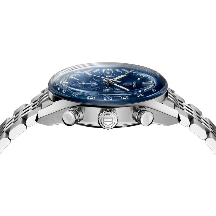 TAG Heuer horloge met een kast in staal, met een wijzerplaat in het blauw en een diameter van 41 mm