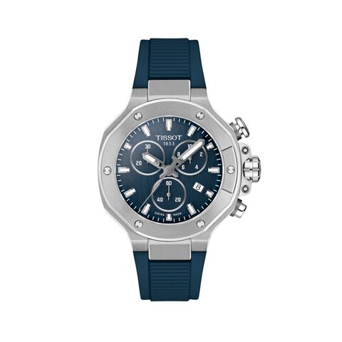 Tissot horloge met een kast in staal, met een wijzerplaat in het blauw en een diameter van 38 mm