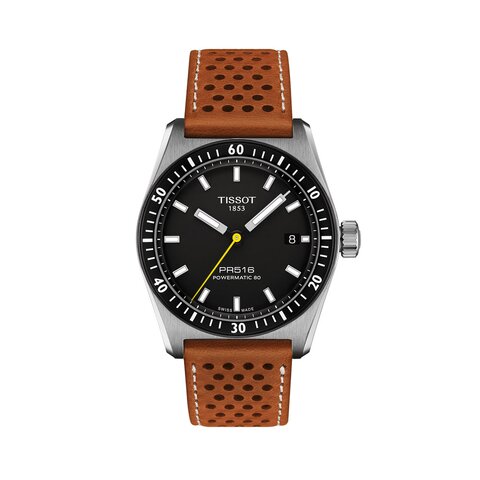 Tissot horloge met een kast in staal, met een wijzerplaat in het zwart en een diameter van 38 mm