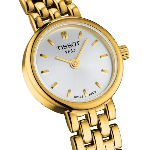 Tissot horloge met een kast in gele pvd-coating en een wijzerplaat in het zilver