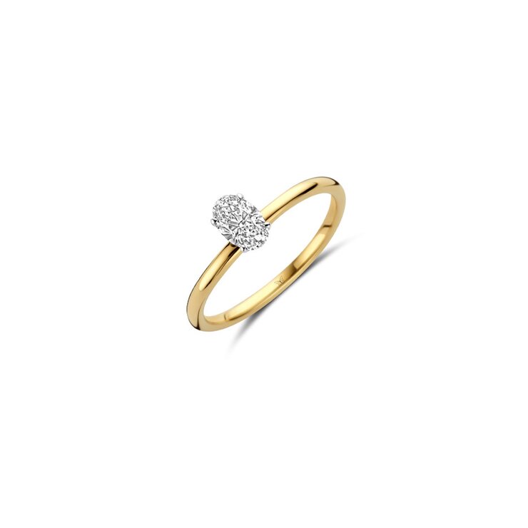 The Exclusive Collection verlovingsring in geel goud 18kt met ovalen diamant van 0,75 karaat