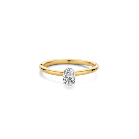 bague de fiançailles The Exclusive Collection en or jaune 18 ct avec diamant ovale de 0.75 carat