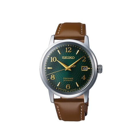 Seiko horloge met een kast in staal, met een wijzerplaat in het groen en een diameter van 38.5 mm