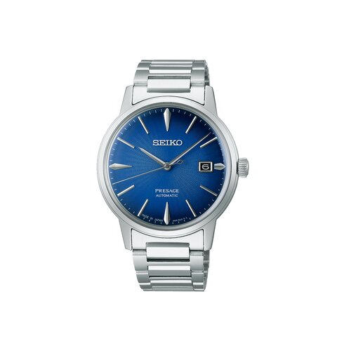 Seiko horloge met een kast in staal, met een wijzerplaat in het blauw en een diameter van 39.5 mm