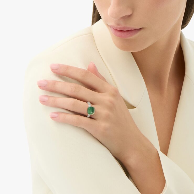 Pomellato ring in rosé goud 18kt met prasioliet & agaat omringd door briljanten van 0,70 karaat