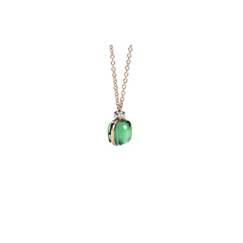 collier Pomellato en or rose 18 ct avec prasiolite et agate entouré de briljants de 0,08 karaat