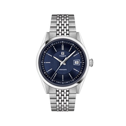 Tissot horloge met een kast in staal, met een wijzerplaat in het blauw en een diameter van 39 mm