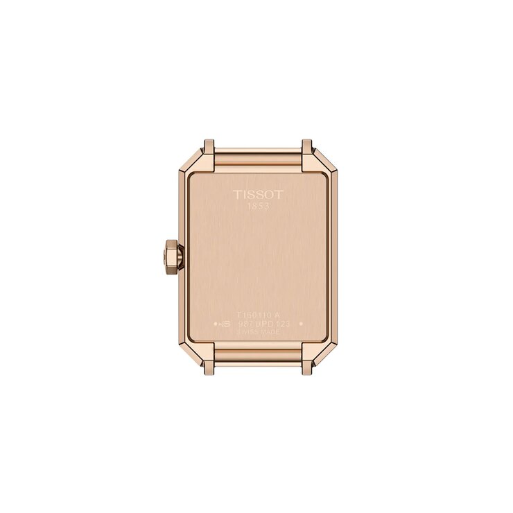 montre Tissot avec un boîtier en revêtement pvd rose et un cadran argent