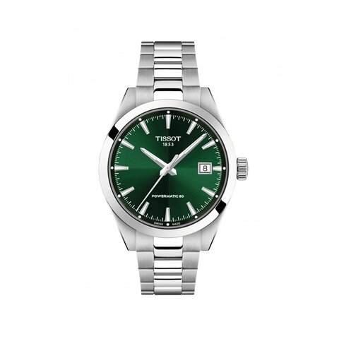 Tissot horloge met een kast in staal, met een wijzerplaat in het groen en een diameter van 38 mm