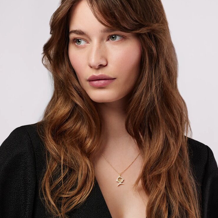 Ole Lynggaard hanger in geel goud 18kt met quartz rutile omringd door briljanten van 0,32 karaat