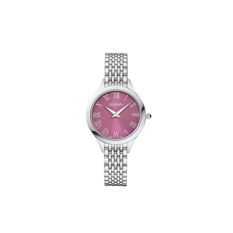 Balmain horloge met een kast in staal, met een wijzerplaat in het roze en een diameter van 29 mm