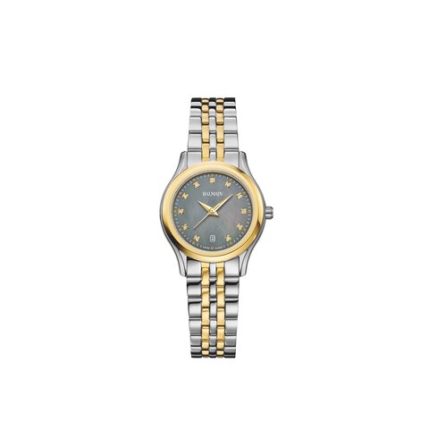 Balmain horloge met een kast in gele pvd-coating op staal, met een wijzerplaat in het parelmoer met  briljant en een diameter van 27.5 mm