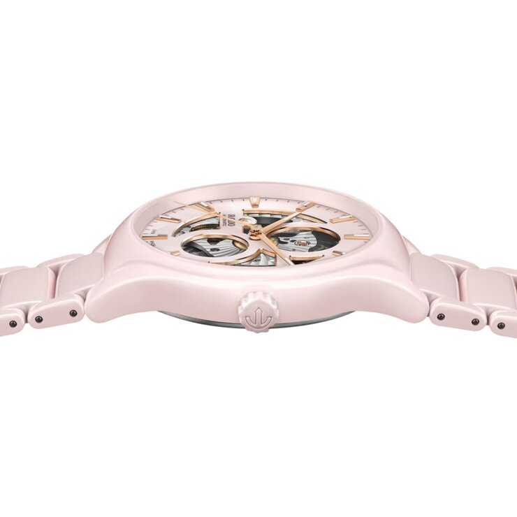 montre Rado avec un boîtier en céramique, un cadran rose et un diamètre de 40 mm