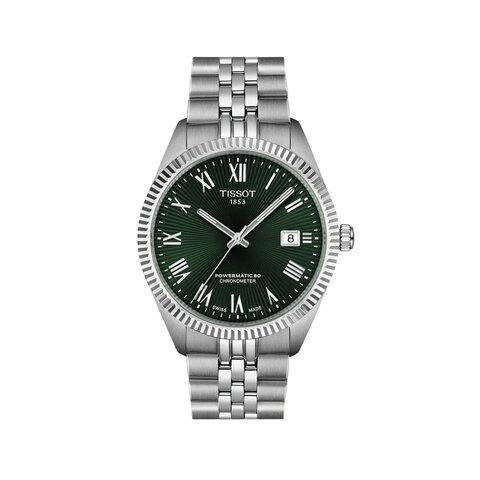 Tissot horloge met een kast in staal, met een wijzerplaat in het groen en een diameter van 39 mm