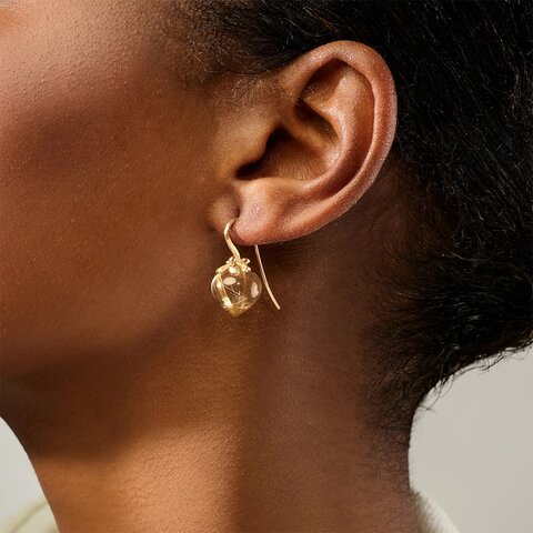 Ole Lynggaard oorringen in geel goud 18kt met quartz rutile