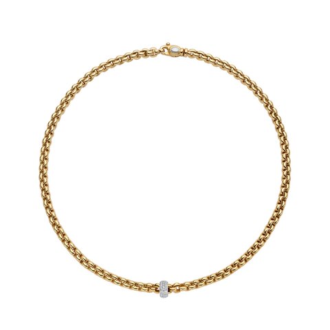 Fope ketting in geel goud 18kt met briljant van 0,37 karaat