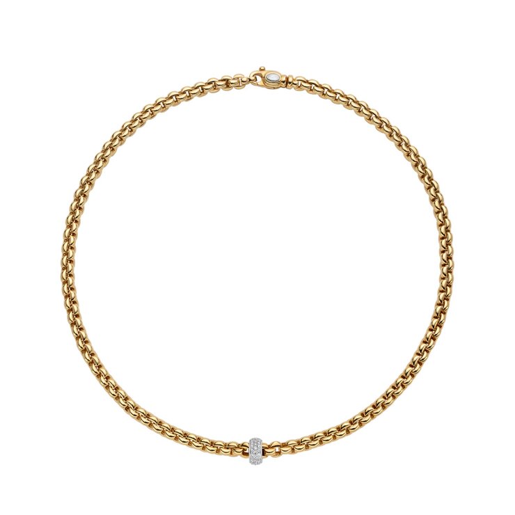 Fope ketting in geel goud 18kt met briljant van 0,37 karaat