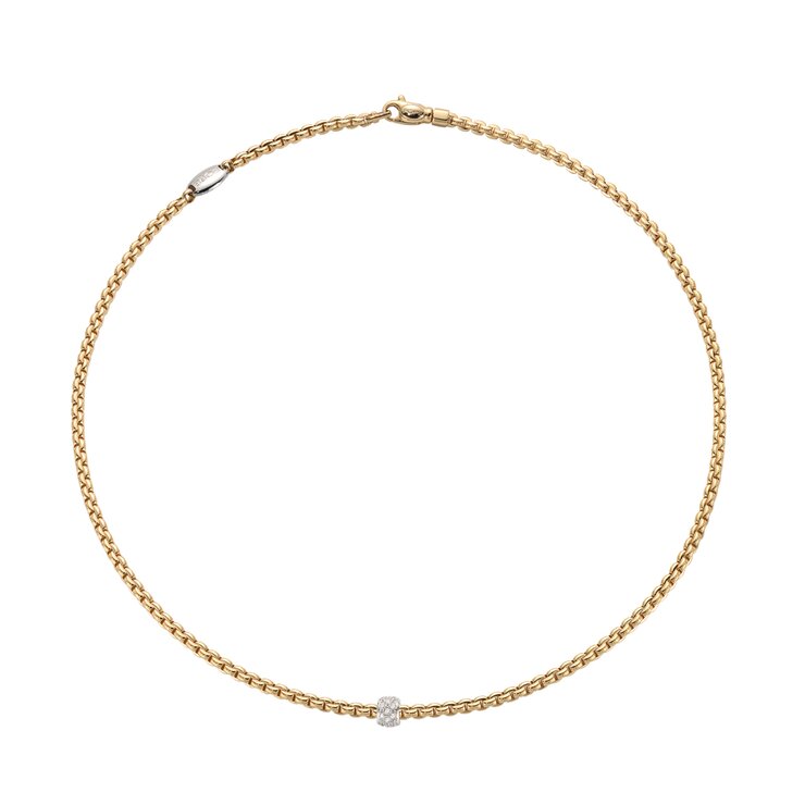 Fope ketting in geel goud 18kt met briljant van 0,19 karaat