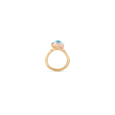 Ole Lynggaard ring in geel goud 18kt met topaas blauw