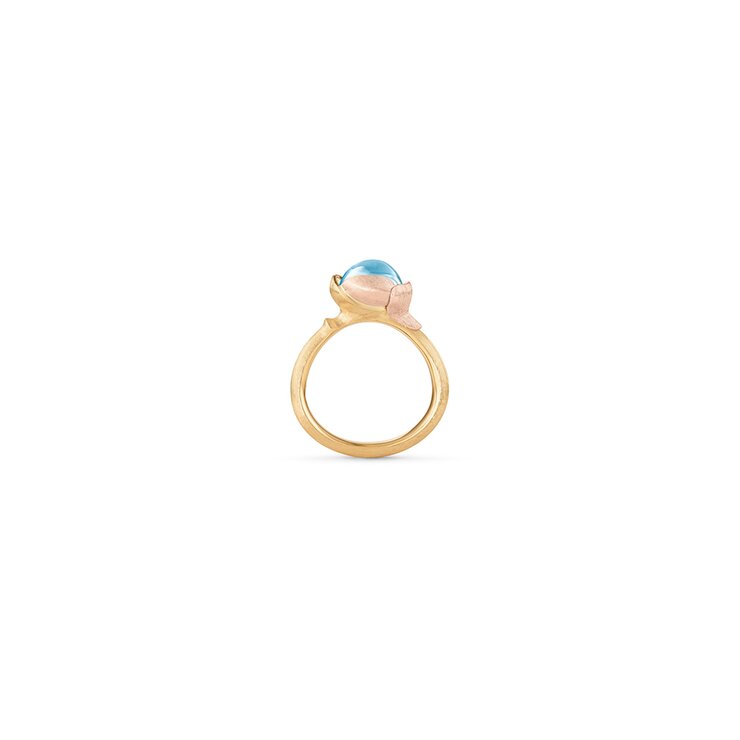 Ole Lynggaard ring in geel goud 18kt met topaas blauw