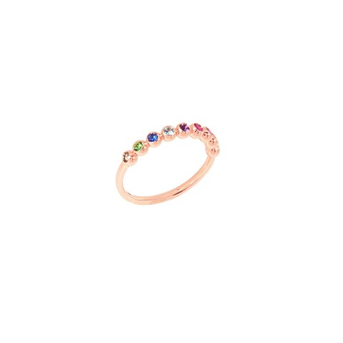 DoDo ring in rosé goud 9kt met edelstenen multicolor