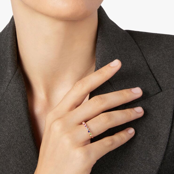 DoDo ring in rosé goud 9kt met edelstenen multicolor