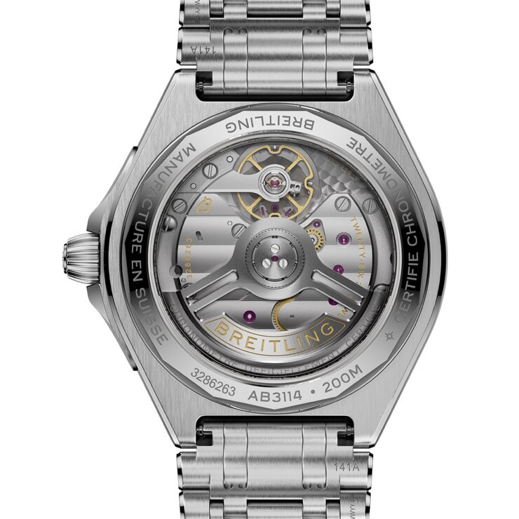 Breitling horloge met een kast in staal, met een wijzerplaat in het groen en een diameter van 40 mm