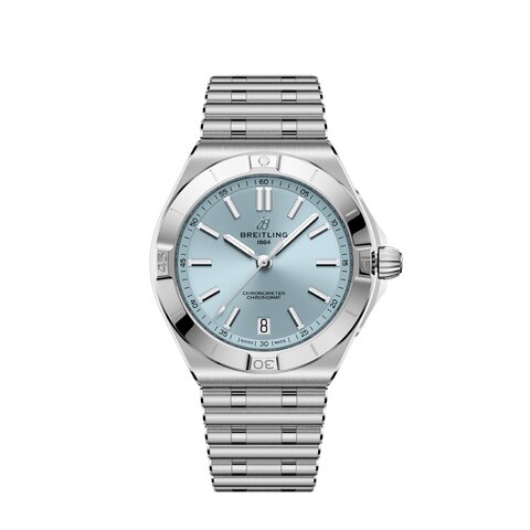 Breitling horloge een wijzerplaat in het blauw en een diameter van 40 mm