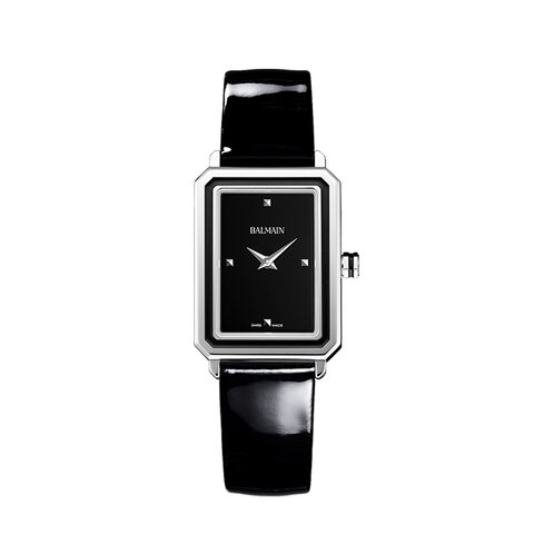 montre Balmain avec un boîtier en acier, un cadran noir et un diamètre de 25 x 33 mm