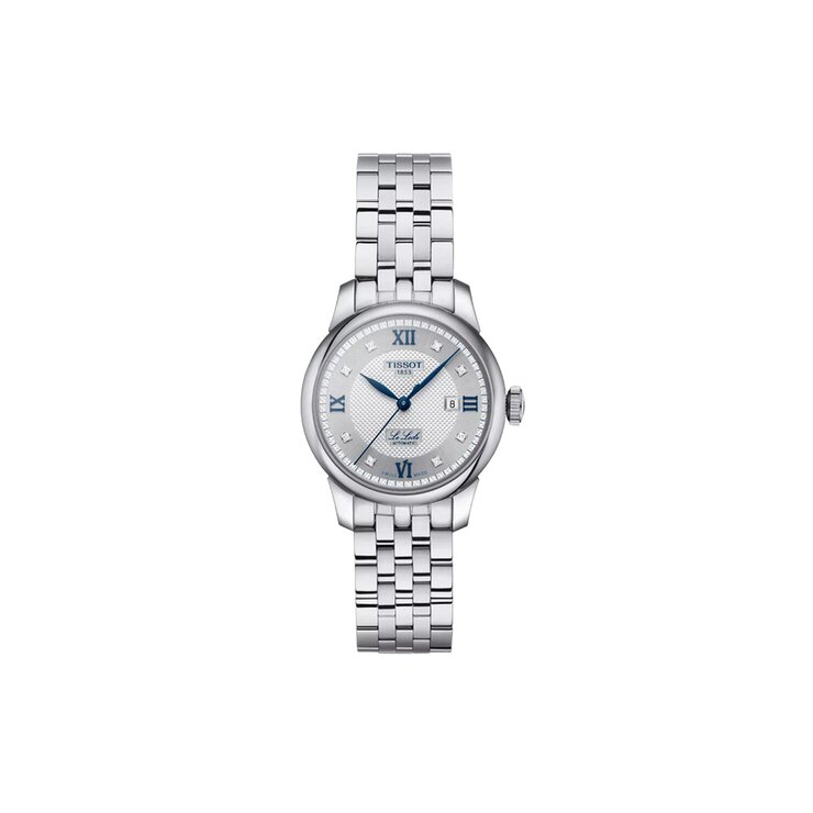 montre Tissot avec un boîtier en acier, un cadran argent avec brilliant et un diamètre de 29 mm