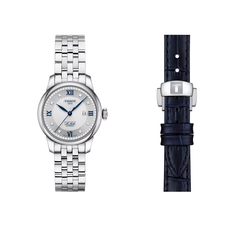 montre Tissot avec un boîtier en acier, un cadran argent avec brilliant et un diamètre de 29 mm