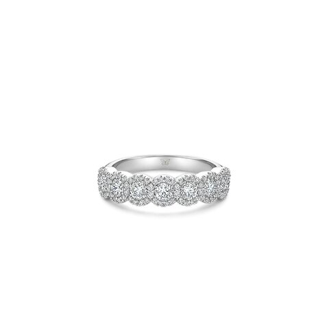 The Exclusive Collection trouwring in wit goud 18kt met briljant van 0,80 karaat als hoofdsteen omringd door briljanten van 0,28 karaat
