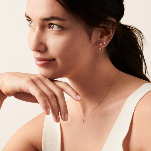 dinh van ketting in rosé goud 18kt met briljant van 0,15 karaat