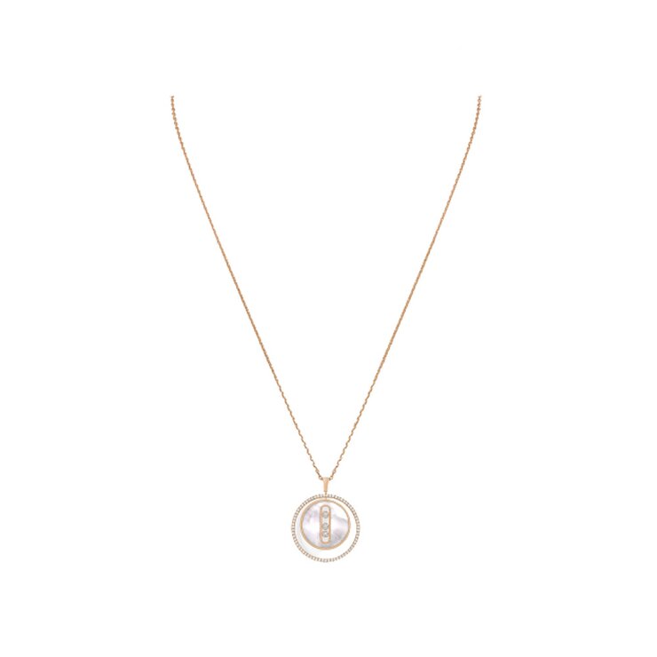 Messika ketting in rosé goud 18kt met parelmoer omringd door briljanten van 0,39 karaat
