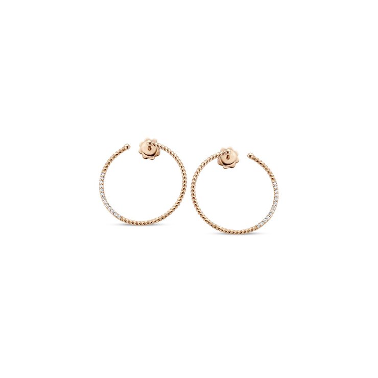 Selected by Casteur oorringen in rosé goud 18kt met briljant van 0,19 karaat