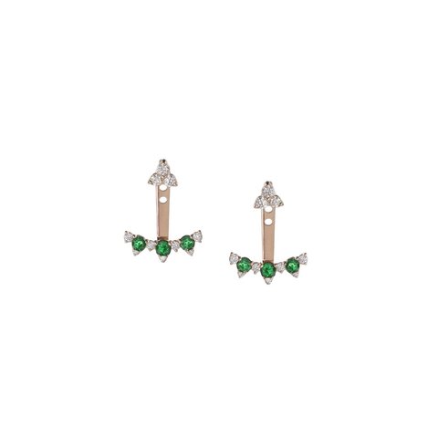 Selected by Casteur oorringen in rosé goud 18kt met briljant van 0,32 karaat en tsavorit