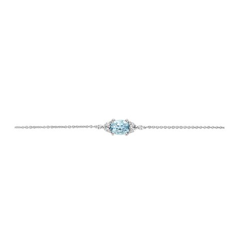 bracelet Atelier P. en or blanc 18 ct avec aquamarine entouré de briljants de 0,15 karaat