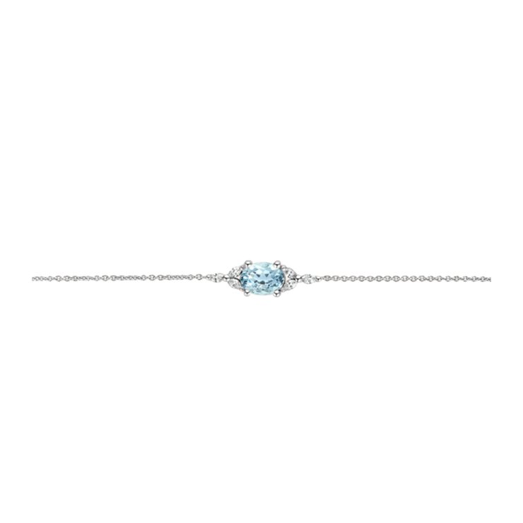 bracelet Atelier P. en or blanc 18 ct avec aquamarine entouré de briljants de 0,15 karaat