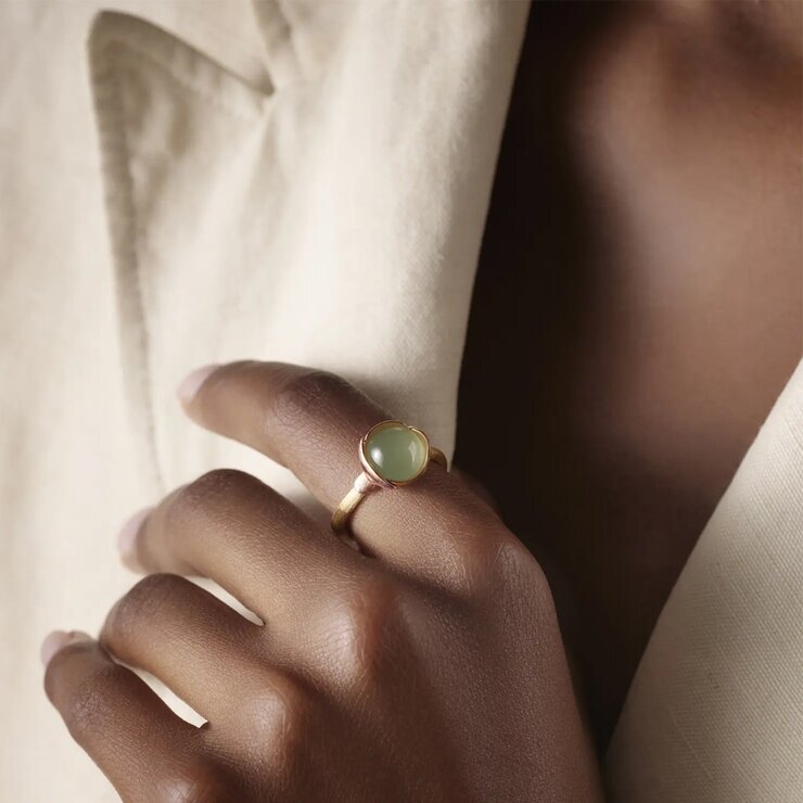 Ole Lynggaard ring in geel goud 18kt met aquamarijn
