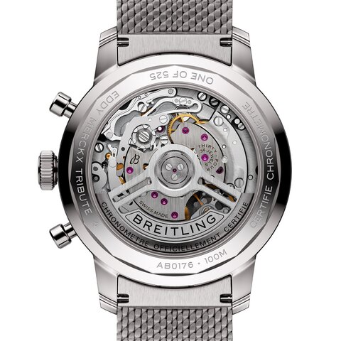 Breitling horloge met een kast in staal, met een wijzerplaat in het geel en een diameter van 41 mm