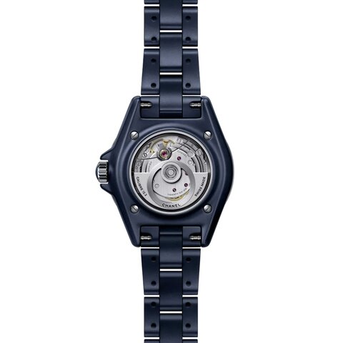 CHANEL horloge met een kast in keramiek, met een wijzerplaat in het blauw en een diameter van 33 mm
