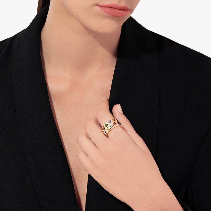 Pomellato ring in rosé goud 18kt met amethist & saffier & robijn